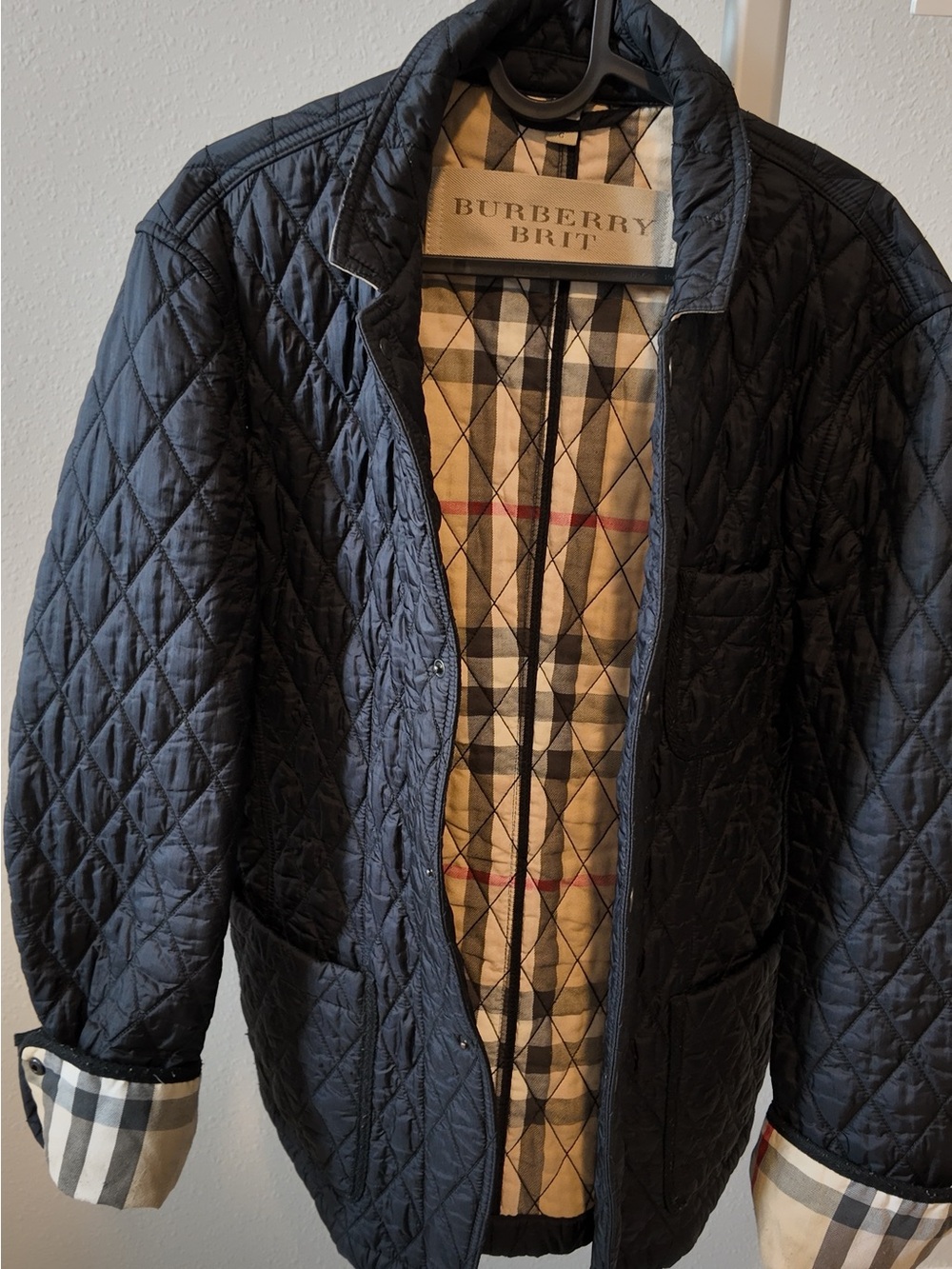 Burberry Brit Quilted Black Jacket with Vintage Check Lining